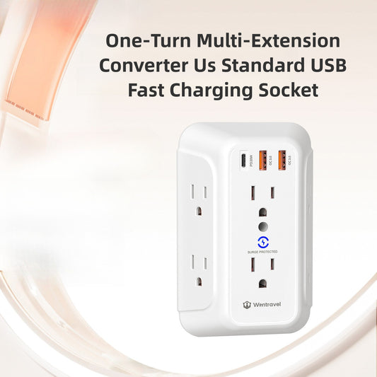 US Standard Extension Socket One to Six USB Multi-Function Wall Socket American Standard Wireless Plug Adapter