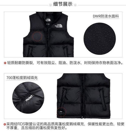 GMabcdNorth-Face 1996 Down Vest Unisex American Version TNF700 Puff Embroidery Winter Vest Couple Style Reversible