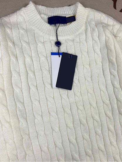 RL Sweater Women Embroidered Round Neck Knitwear Men Autumn Winter Warm Cable Couple