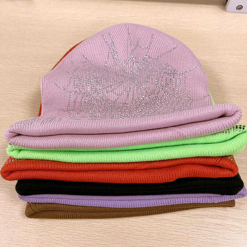 GMabcd Men and Women Couple Style Rhinestone Knitted Woolen Cold Hat All-match Hip-hop Hat