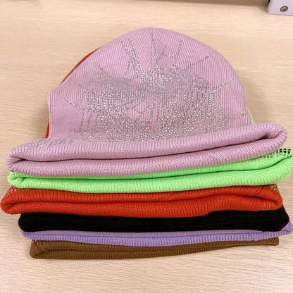 GMabcd Men and Women Couple Style Rhinestone Knitted Woolen Cold Hat All-match Hip-hop Hat