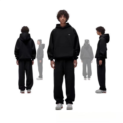 SIXPM American Retro Youth Trendy Outerwear Fashion Zipper Hoodie Fleece Set Pants Unisex Winter