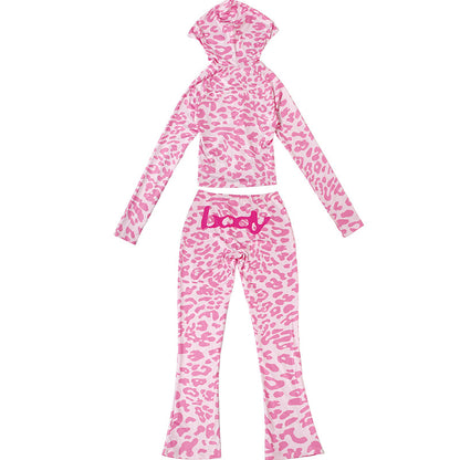 2025 Autumn Women's New Fashion Hooded Camouflage Print Long Sleeve Sports Trendy Slim Fit Long Pants Two-Piece Set