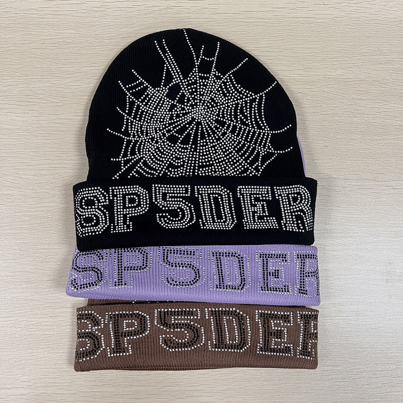 GMabcd Men and Women Couple Style Rhinestone Knitted Woolen Cold Hat All-match Hip-hop Hat