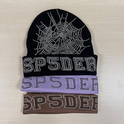 GMabcd Men and Women Couple Style Rhinestone Knitted Woolen Cold Hat All-match Hip-hop Hat