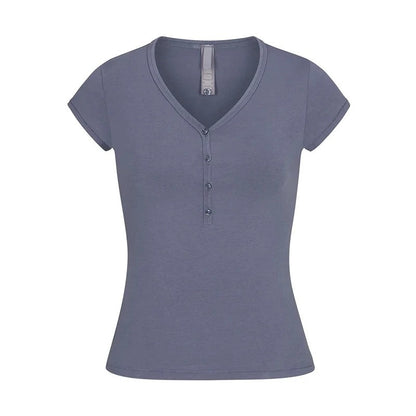Skim Same Style Kardashian New Vintage Henley Shirt Button Baby Same Style New Vintage Summer Top