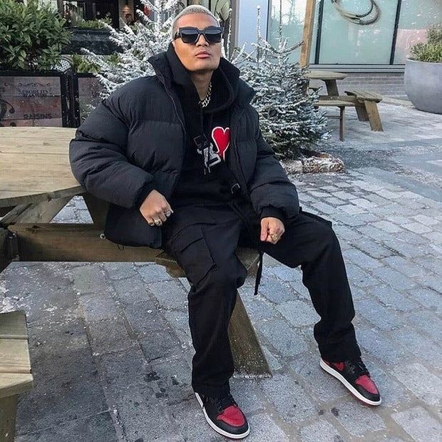 GmabcdFEAR OF GOD Double Stitch ESSENTIALS Solid Color Thickened Cotton Jacket Pure Black