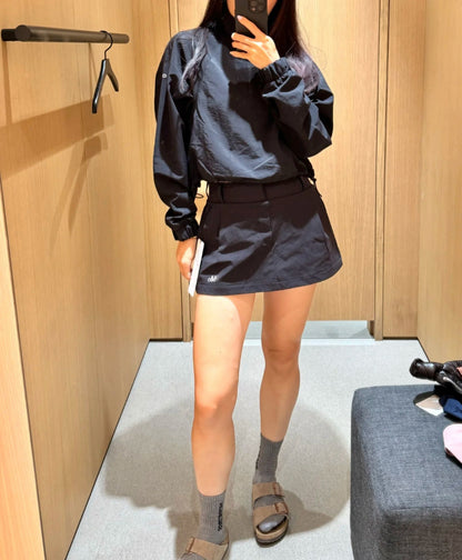 A-L Half-Zip Sun Protection Jacket Short Cropped Stand Collar Set Women's Sports Casual Pullover Top + Shorts