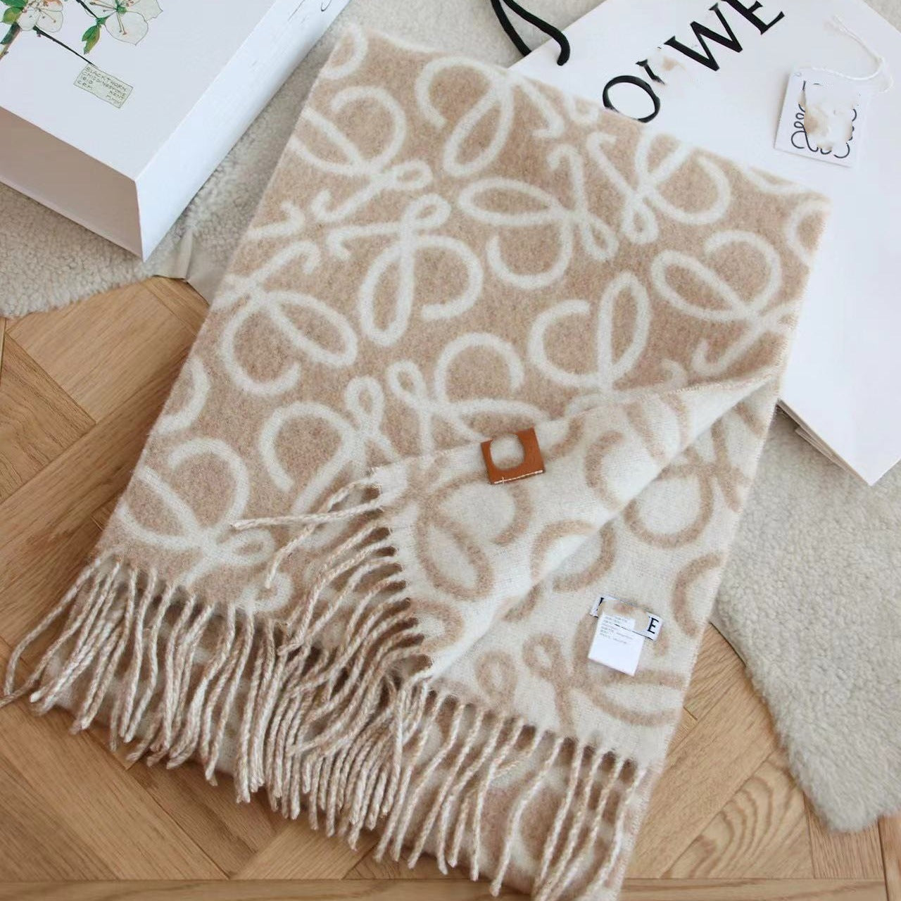 New Autumn and Winter Women's Cashmere Scarf Warm All-Matching Double-Sided Milk Tea Color Long Scarf