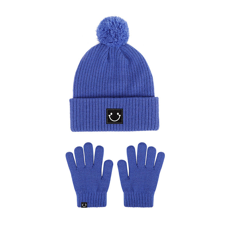 Winter Children's Knitted Hat Gloves Two-Piece Suit Warm Earflaps Cap Cute Boy Girl Baby Babies'