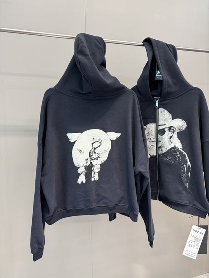 High-Quality ERD Melancholy Rich Second Generation Hooded Sweatshirt Washed Vintage Distressed Jacket Autumn Winter Zipper Coat