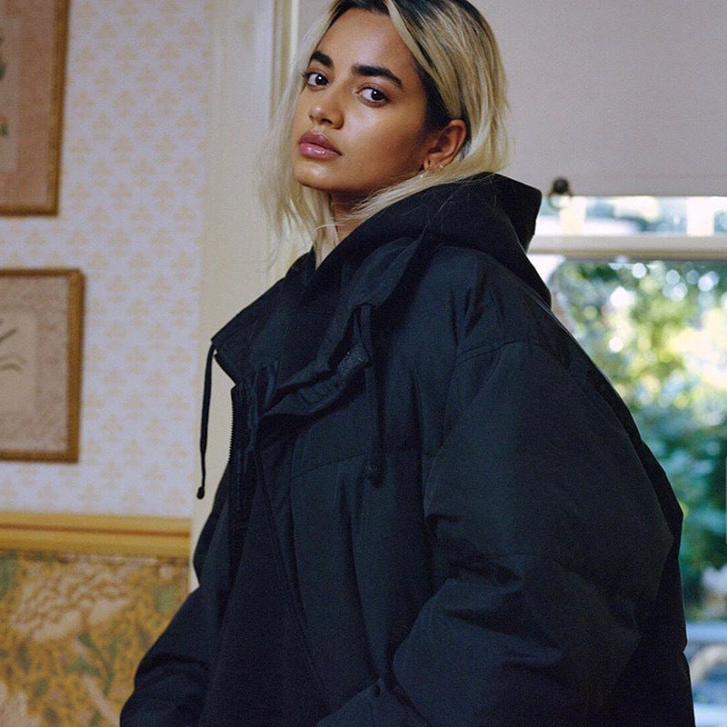 GmabcdFEAR OF GOD Double Stitch ESSENTIALS Solid Color Thickened Cotton Jacket Pure Black