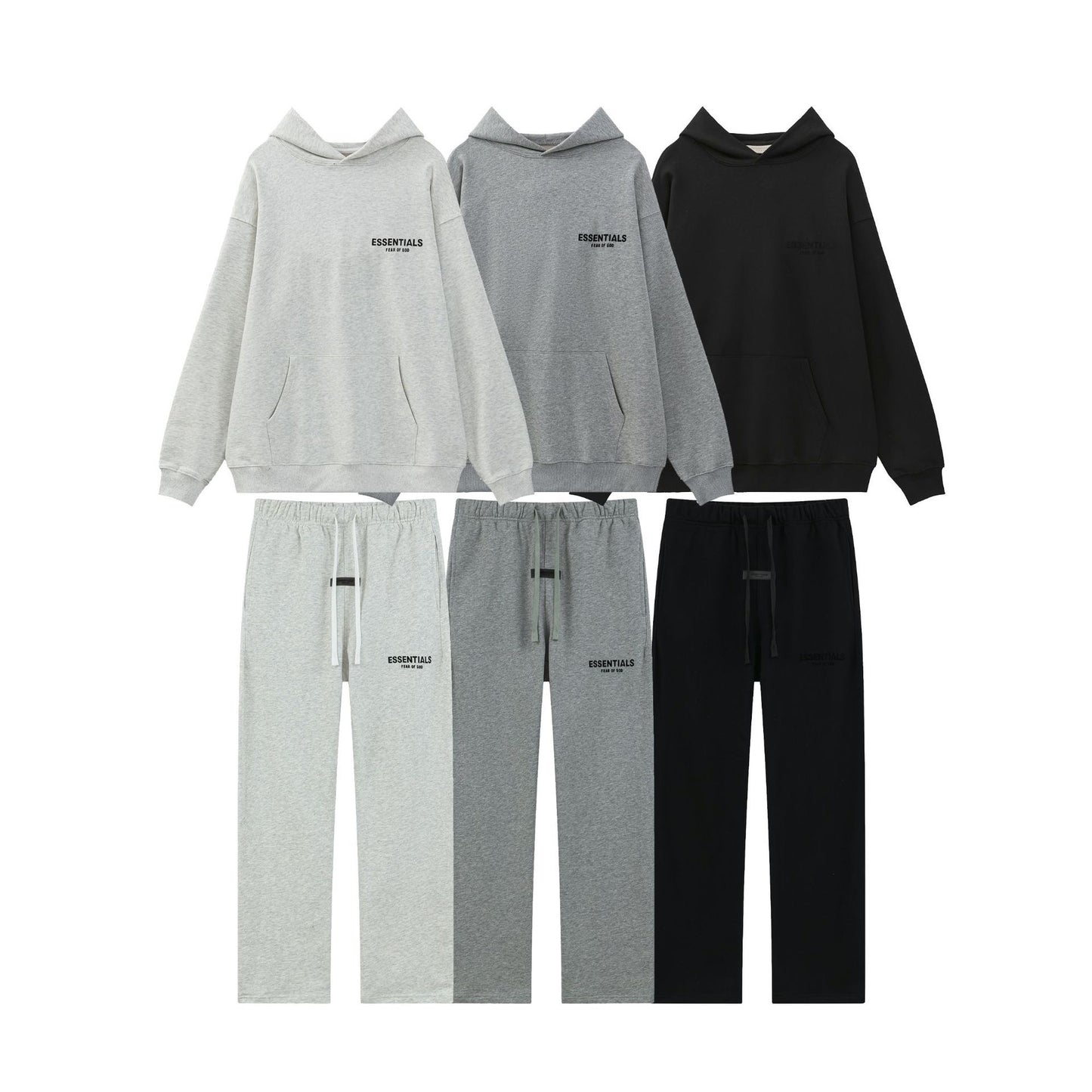 FFOG Double-Line ESSENTIALS Small Letter Printed Casual Loose-Fitting Circular Knit Pullover Sweater Set