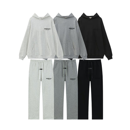 FFOG Double-Line ESSENTIALS Small Letter Printed Casual Loose-Fitting Circular Knit Pullover Sweater Set