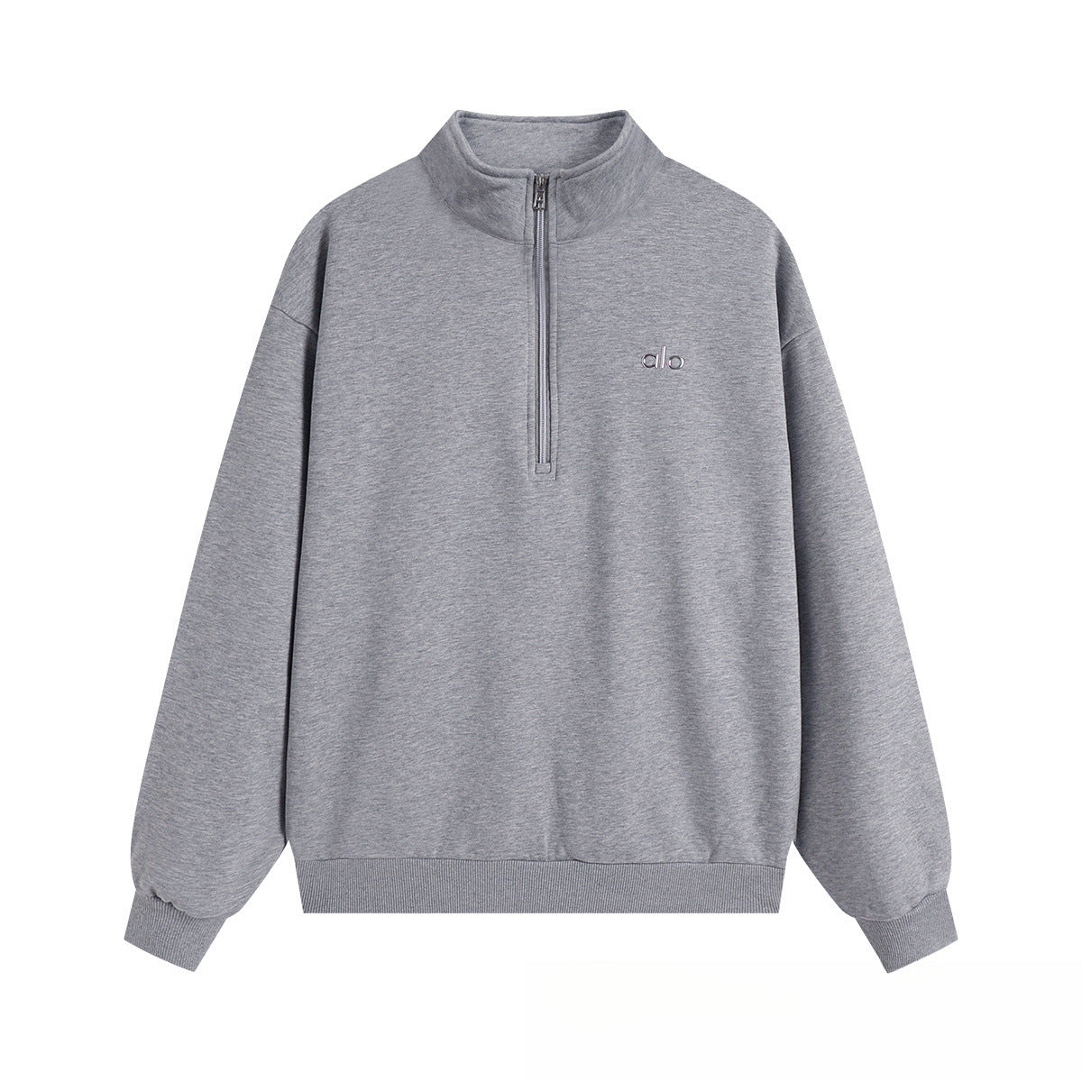 A-L-O Half-Zip Sweatshirt for Women, Autumn and Winter Loose Stand Collar Slimming Jacket, Casual Sports Top