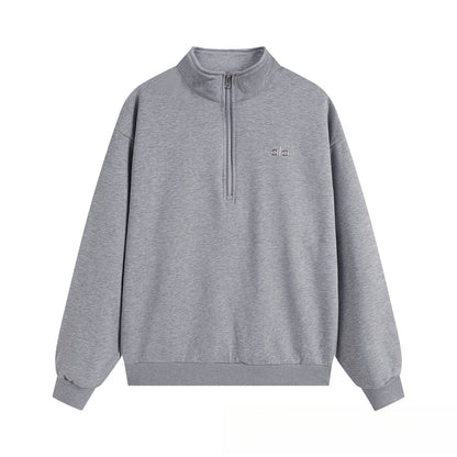 A-L-O Half-Zip Sweatshirt for Women, Autumn and Winter Loose Stand Collar Slimming Jacket, Casual Sports Top