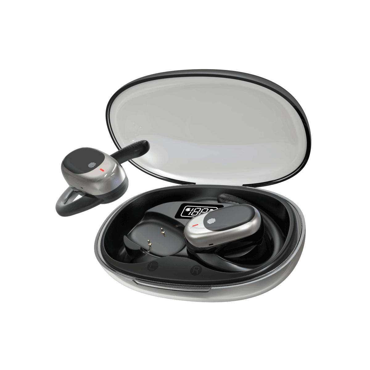 JM11 Sports Bone Earbuds Conduction Bluetooth Earphones Mount Ear Wireless in-Ear Digital Display Sports OWS Rotary Headphone