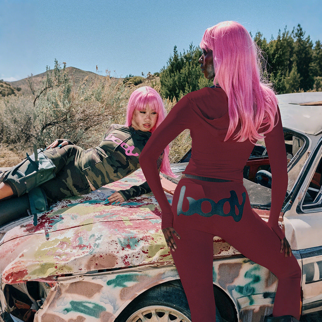 2025 Autumn Women's New Fashion Hooded Camouflage Print Long Sleeve Sports Trendy Slim Fit Long Pants Two-Piece Set