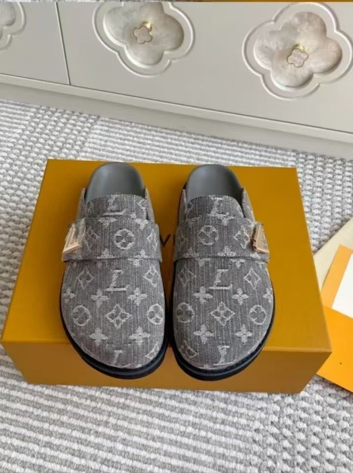 GMabcd Closed-Toe Shoes 2025 Retro Style Thick Sole Height-Increasing Buckle Casual Slip-On