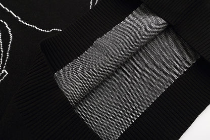 Trendy Brand Knitted Sweater Ape Head Round Neck Pullover Printed Casual Loose Fit Autumn Winter Top