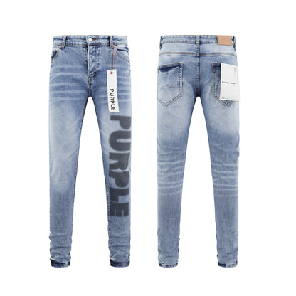 Jeans Washed and Distressed Retro Tattered Jeans Splash Ink Ruffle Handsome and Beautiful Style