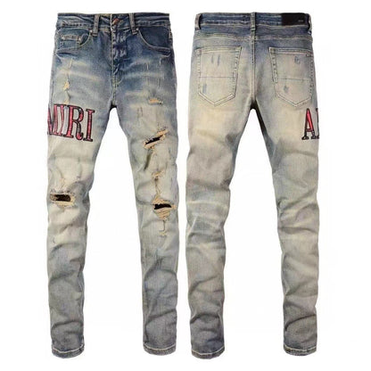 GMAM Heavy Craft Washed Distressed High Street Embroidered Unisex Jeans