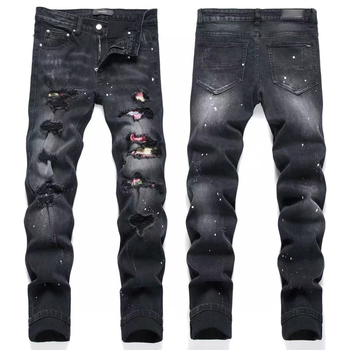GMAM Heavy Craft Washed Distressed High Street Embroidered Unisex Jeans