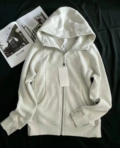 Lulu Same Style Scuba Women's Zipper Hooded Sweatshirt Autumn Winter Women's Outdoor Casual Warm Top Sports Jacket
