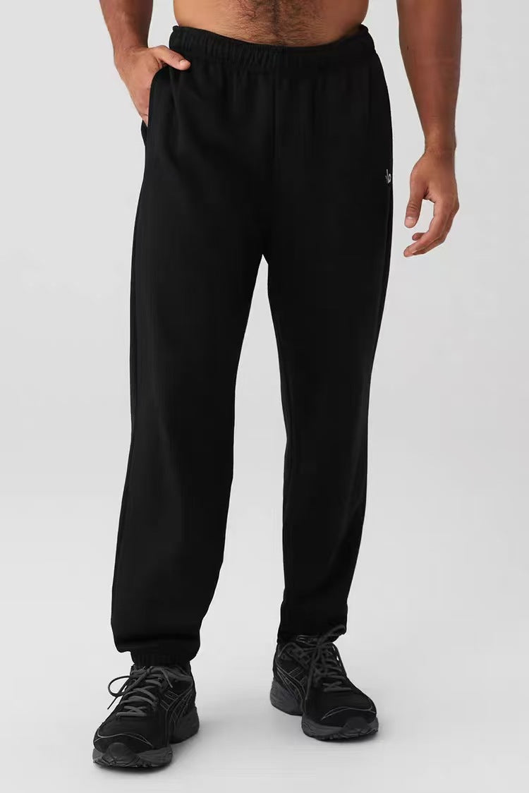 Fleece-Lined A-L-O Cuffed Sweatpants Loose Fit Elastic Waistband Joggers Unisex Casual Pants