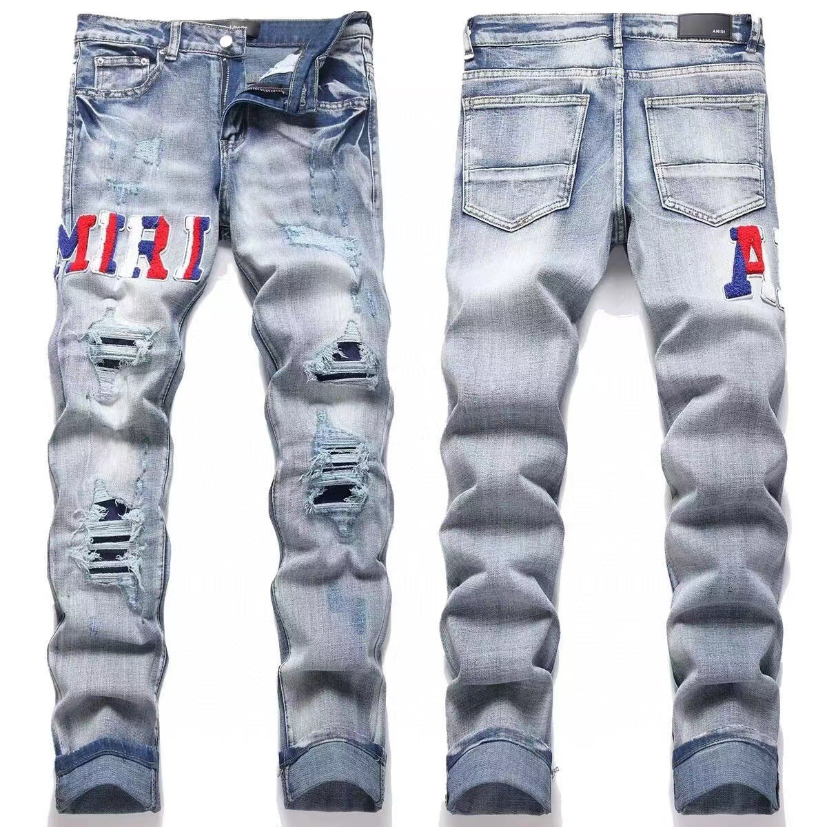 GMAM Heavy Craft Washed Distressed High Street Embroidered Unisex Jeans