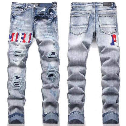 GMAM Heavy Craft Washed Distressed High Street Embroidered Unisex Jeans