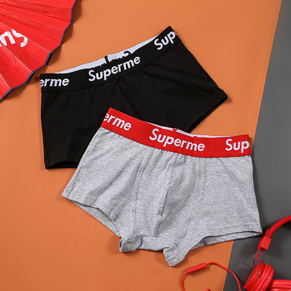 Men's Cotton Underwear Trendy Wide Waistband Mid-Rise Loose Breathable Youth Fashion Four-Corner Comfortable Large Sports Shorts