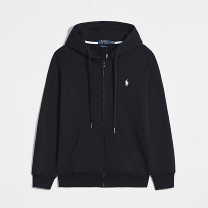 GMabcd Spring and Autumn Thin Pony Hooded Sweatshirt RL Cardigan Zipper Embroidery Loose Plus Size Paul POLO Jacket