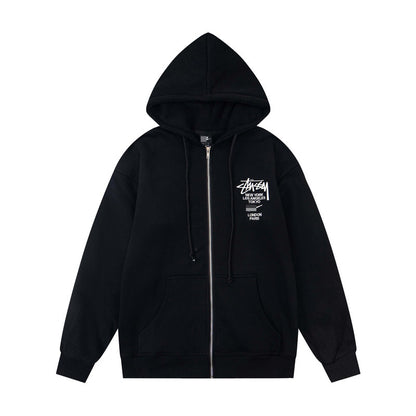 GMstuxN Letter Collaboration Hoodie Classic Letter Embroidery Hooded Sweatshirt Heavyweight Casual Jacket for Men