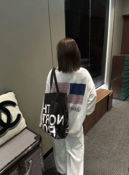 25ss New Ch Crow Snowflake Cotton Long Sleeve Summer Thin Loose Lazy Back Print T-Shirt Women Round Neck
