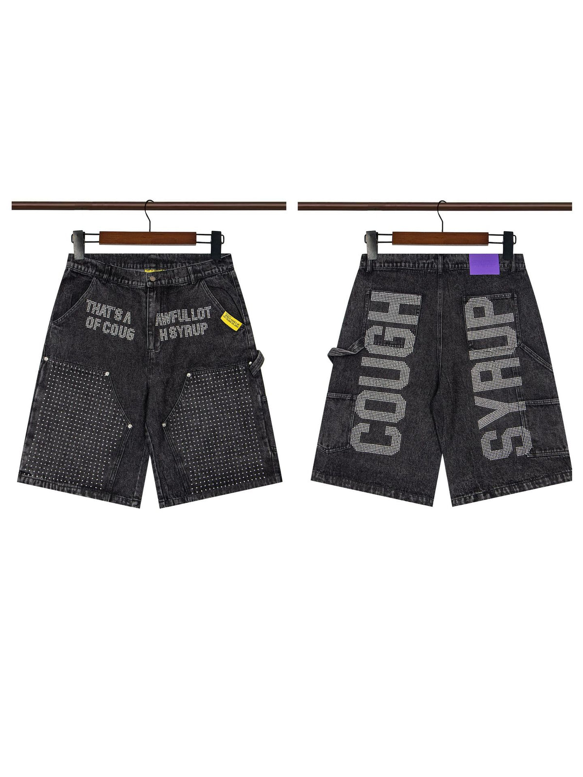 That's A Awful Lot of Cough Syrup Rhinestone Washed Denim Streetwear Pants