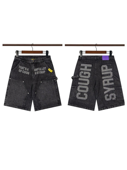 That's A Awful Lot of Cough Syrup Rhinestone Washed Denim Streetwear Pants