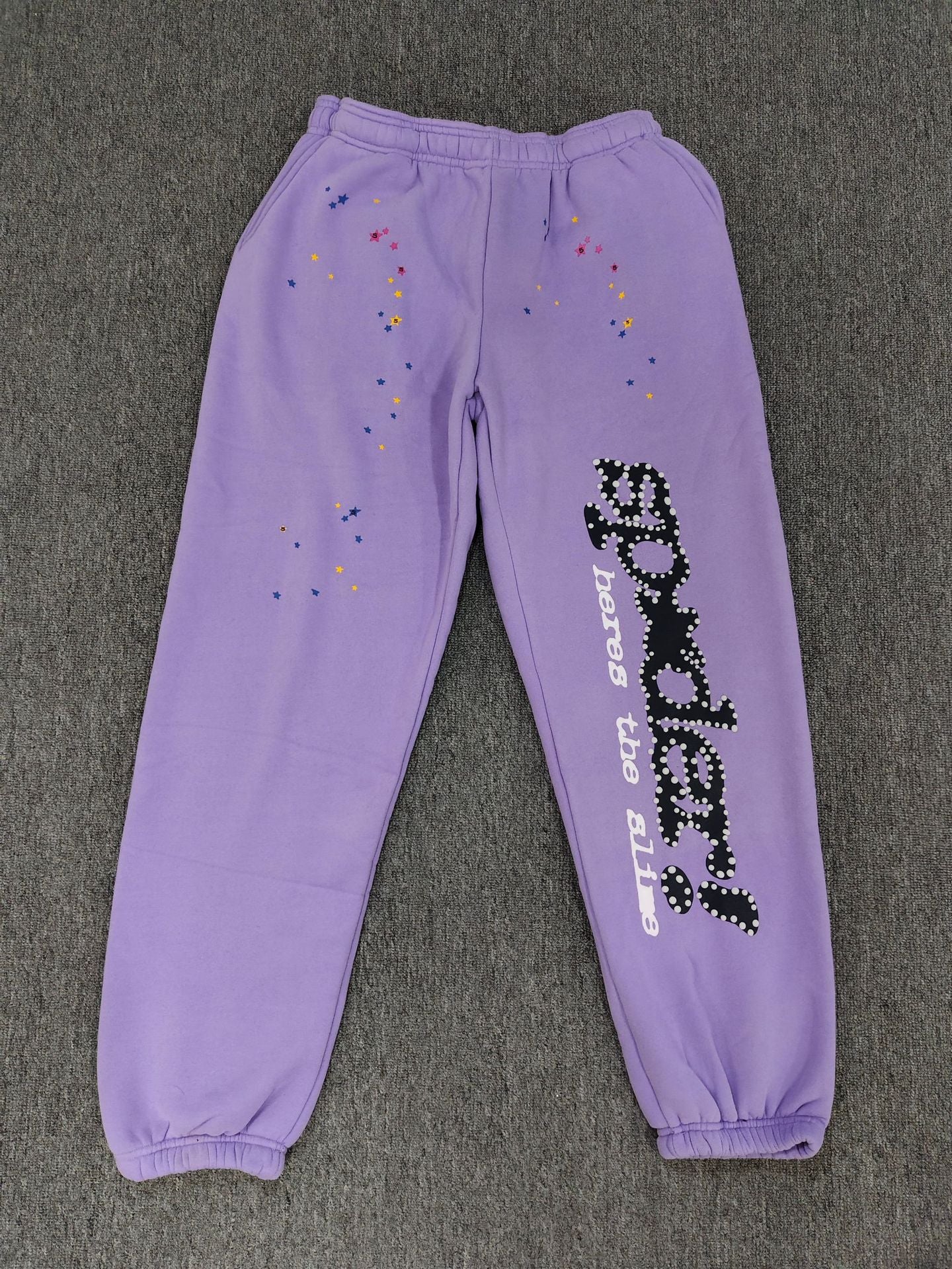 [Fleece Lined]Young Thug American Style Brand Sp5DER 555555 Spider Web Foam Print Casual Unisex Sweatpants