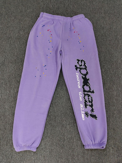 [Fleece Lined]Young Thug American Style Brand Sp5DER 555555 Spider Web Foam Print Casual Unisex Sweatpants