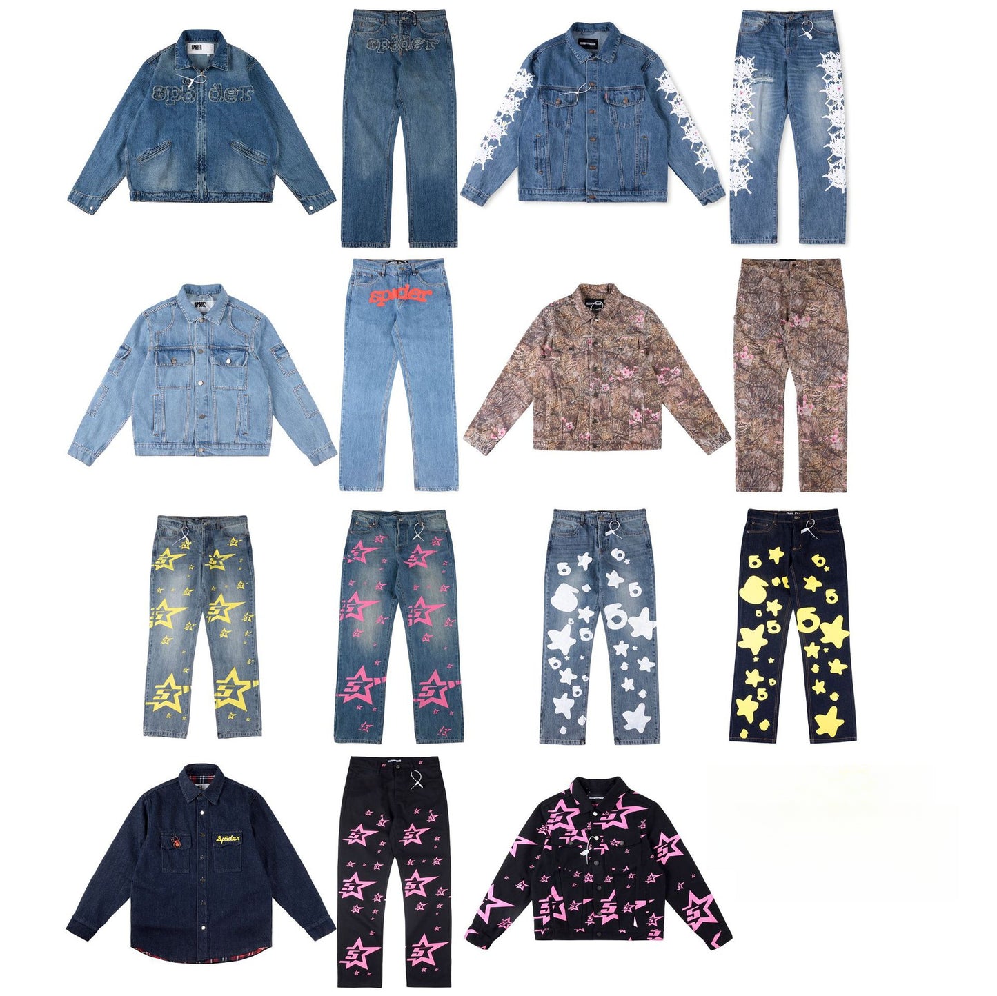 GMabcd-Sp5der worldwide 555555 Casual Denim Suit