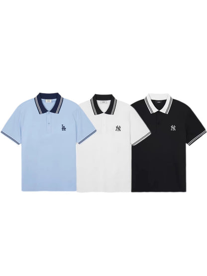 MIB Chest Embroidery LA Los Angeles Dodgers NY New York Yankees Double Yarn Pure Cotton Minimalist Polo Shirt