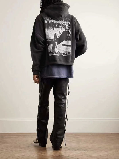High-Quality ERD Melancholy Rich Second Generation Hooded Sweatshirt Washed Vintage Distressed Jacket Autumn Winter Zipper Coat
