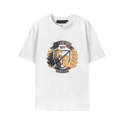 FQG Wheat Ear Short Sleeve 2025 Summer New European and American Trendy Brand Men's Plus Size Loose T-Shirt