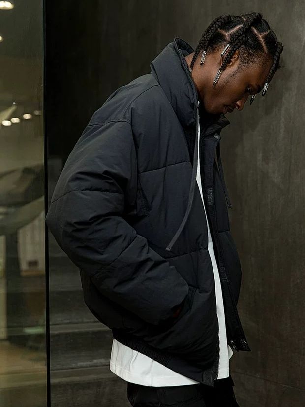 GmabcdFEAR OF GOD Double Stitch ESSENTIALS Solid Color Thickened Cotton Jacket Pure Black