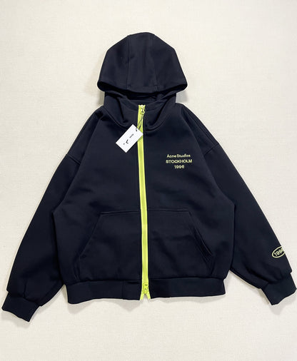 1996 Embroidered Logo Letter Zip-Up Loose-Fit Unisex Hooded Sweatshirt (Part 2)