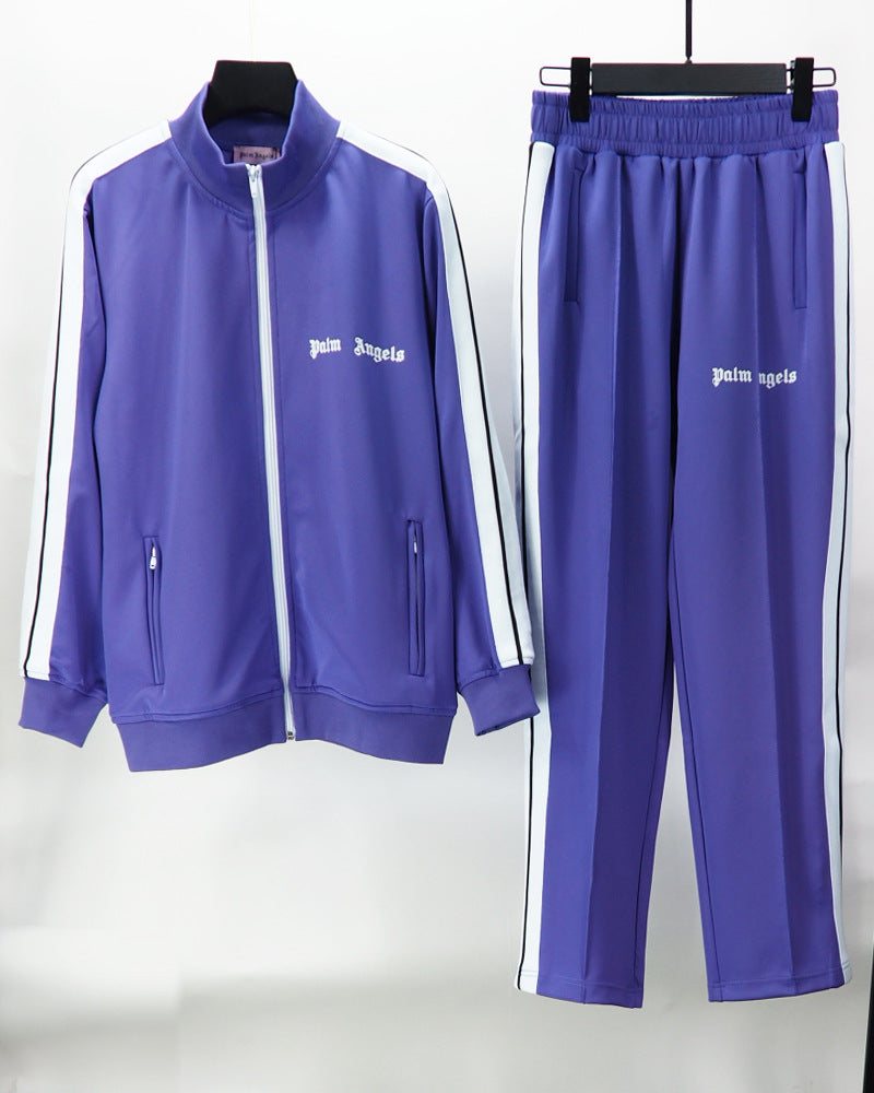 24SS Retro Trend Angel Color Block Embroidered Casual Jacket Top Jacket Set Long Pants Sweatshirt Trend