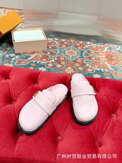 GMabcd Closed-Toe Shoes 2025 Retro Style Thick Sole Height-Increasing Buckle Casual Slip-On