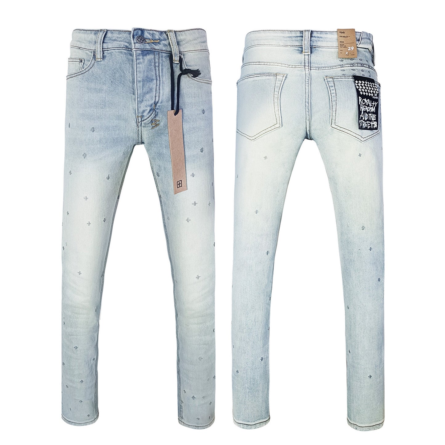 Men's KSB Jeans Straight Leg Ripped Stretch American High Street Casual Men's Jeans