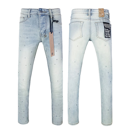 Men's KSB Jeans Straight Leg Ripped Stretch American High Street Casual Men's Jeans