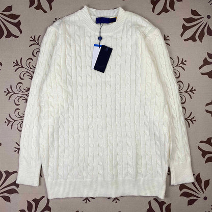 RL Sweater Women Embroidered Round Neck Knitwear Men Autumn Winter Warm Cable Couple